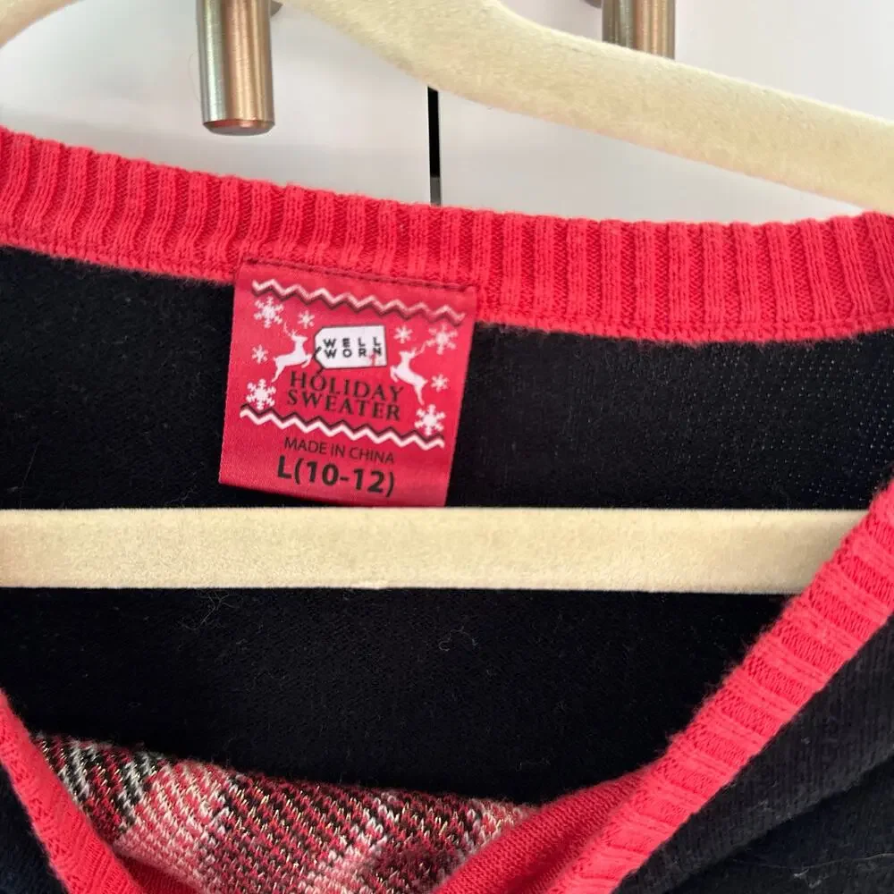 Well Worn Holiday Sweater red black